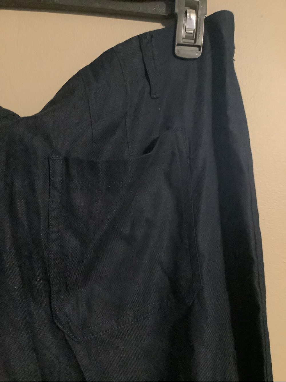 Women’s Cropped Navy Linen-Look Ankle Pants